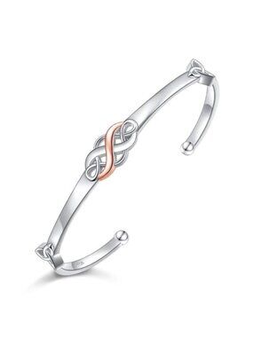 Women's Two Tone Irish Celtic Knot Bracelet 925 Sterling Silver Infinity Love